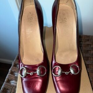 Gucci Vintage Women's Burgundy Leather Horsebit Pumps